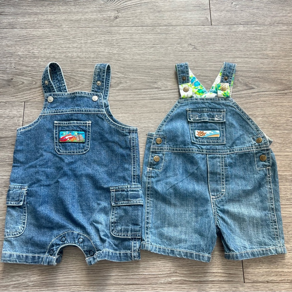 Vintage Please Mum Denim baby Overalls size 0-3M